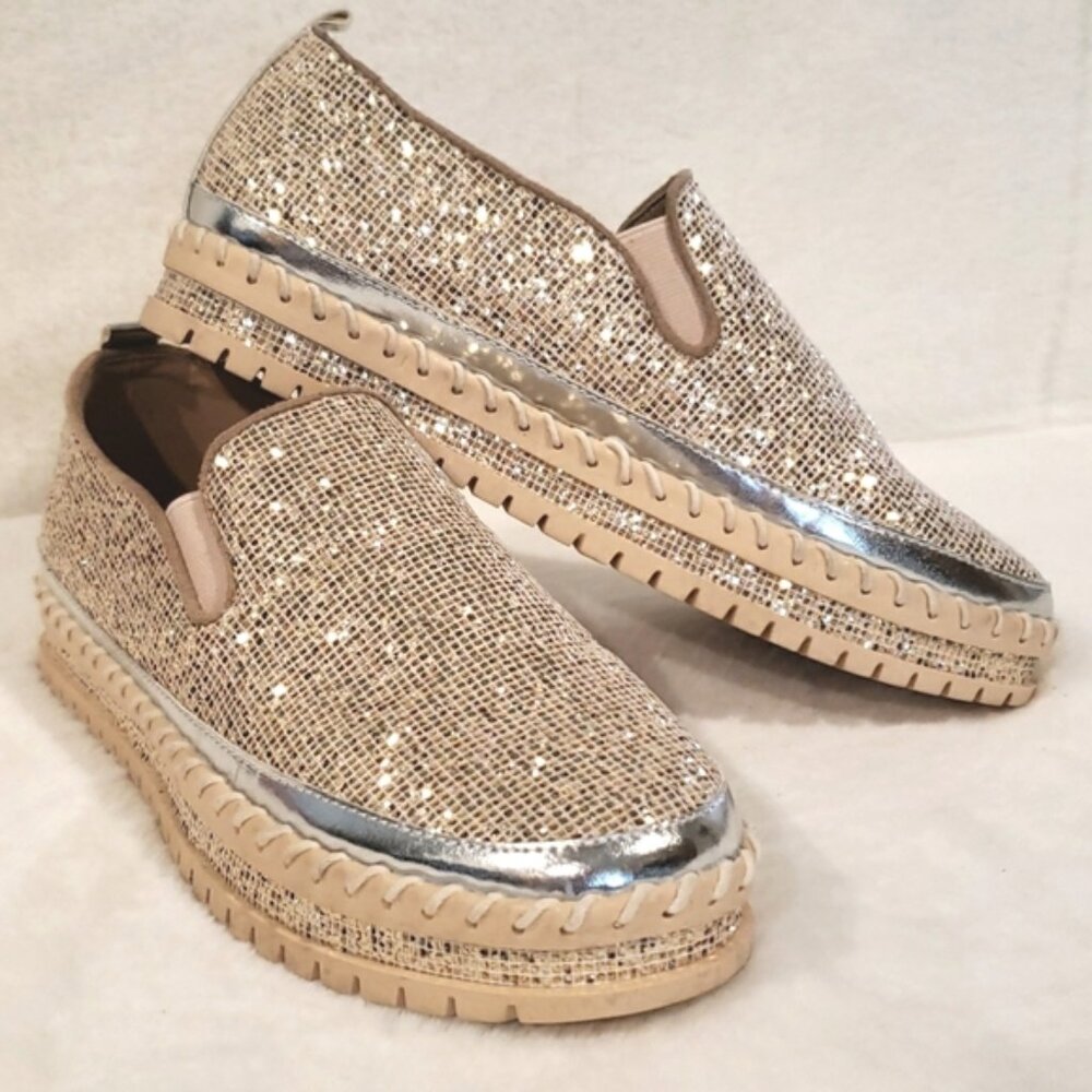 JOLIMALL Gliter Platform Slip On Loafer/Sneaker